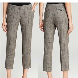 Theory Cropped Wool Blend Windowpane Check Pants